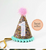 Confetti Hat, Aqua Trim and Pink Tinsel Pom
