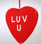 9" Flocked Hanging Hearts
