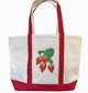 Strawberry Red Big Canvas Tote Bag Vintage Inspired