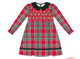 Girls Christmas Plaid Smocked Dress w/Pearls