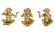 Set of 3 Golden Monkeys - Includes Hear No Evil, See No Evil, Speak No Evil Monkey - Resin