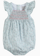 Floral Blue Dove Smocked Flutter Romper
