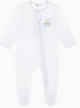Noah's Ark Hand-Embroidered Zip Footie - Light Blue