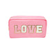Pink Love Chenille Varsity Collection Nylon Cosmetic Bag
