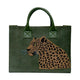 Olive/Multi - Beaded Cheetah tote