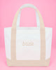 Beige Bride Embroidered Tote Bag