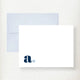 Navy + Light Blue Chunky Dot Initial Note Card