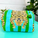 Green/Blue Tiger Quilted Makeup Bags | Cosmetic Toiletry Bag