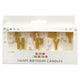 Happy Birthday Gold & White Glitter Candle Set