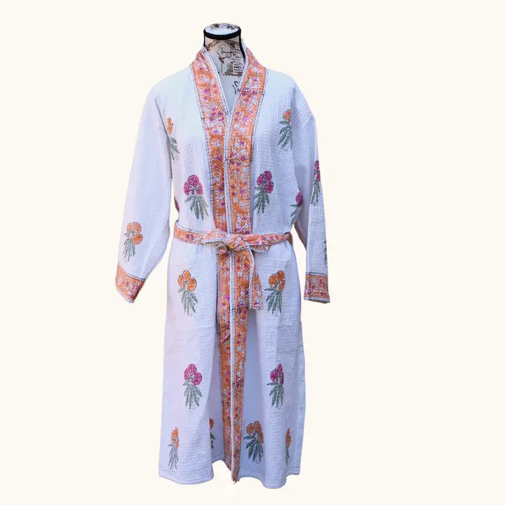 Saffron Garden - Waffle Cotton Women Robe