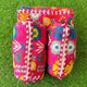 Pink Colorful Floral Design Printed Cotton Quilted Cosmetic Bags