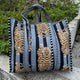 NAVY, light blue Tiger Printed Cotton Bag Shopping Bag Quilted Bag Travel Bag