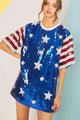 USA Star Print Sequin Tunic Top