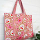 Pink Cherries & Bows Tote Bag | Quilted Reversible Tote