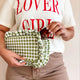 Green Gingham Frilly Makeup Bag
