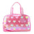 Metallic Heart-Patched Pink Metallic Large Duffle Bag