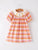 Pumpkin Bow Ghost Smock Embroidered Plaid Girls Dress
