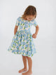 Short Sleeve Twirl Dress in Blue Garden