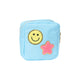 Sky Blue! Nylon Pouch W/Glitter Chenile Patches For Tweens -