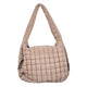 Tan Oversized Quilted Hobo Tote Bag