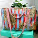Blue/Red Tiger Quilted Duffle Bag | Weekender Travel Overnight Bag