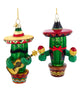 Glass Cactus With Sombrero Ornament