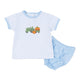 Pumpkin Tractor Applique Diaper Cover Set - Light Blue