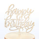 Happy Birthday Script Maple Wood Cake Topper