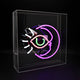 'Moon' Large Acrylic Box Neon Light with Graphic